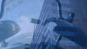 Animation of alarm clock over cityscape. Global business, computing and digital interface concept digitally generated video. - Powered by Shutterstock - Get 15% off with code: PIKWIZARD15