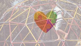 Animation of puzzle pieces with heart and school icons over caucasian boy. Autism awareness month concept digitally generated video. - Powered by Shutterstock - Get 15% off with code: PIKWIZARD15