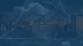 Animation of network of digital icons and interface with data processing against cityscape. Global networking and business data storage technology concept - Powered by Shutterstock - Get 15% off with code: PIKWIZARD15