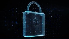 Animation of data processing over online security padlock. Global cyber security, connections, computing and data processing concept digitally generated video. - Powered by Shutterstock - Get 15% off with code: PIKWIZARD15