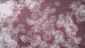 Animation of covid 19 virus cells over data processing on red background. global medicine and technology during covid 19 pandemic concept digitally generated video. - Powered by Shutterstock - Get 15% off with code: PIKWIZARD15