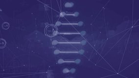 Animation of dna strand spinning over network of connections and data processing. global networks, connections and science concept digitally generated video. - Powered by Shutterstock - Get 15% off with code: PIKWIZARD15