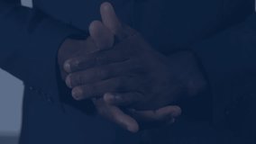 Animation of network of connections over hands of african american businessman clapping hands. global business, connections and technology concept digitally generated video. - Powered by Shutterstock - Get 15% off with code: PIKWIZARD15