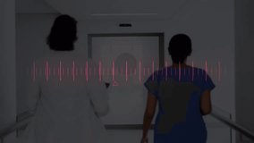 Composite image of caucasian businessman looking up against office interior in background. Global business data processing technology and digital interface concept digitally generated video. - Powered by Shutterstock - Get 15% off with code: PIKWIZARD15