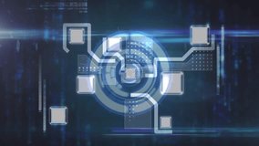 Animation of data processing over scope scanning. Global business and digital interface concept digitally generated video. - Powered by Shutterstock - Get 15% off with code: PIKWIZARD15