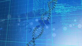 Animation of diverse data processing and dna on blue background. Science, human biology, data processing and technology concept digitally generated video. - Powered by Shutterstock - Get 15% off with code: PIKWIZARD15