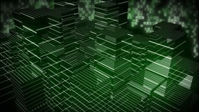 Animation of moving shapes over digital cityscape. Global business and digital interface concept digitally generated video. - Powered by Shutterstock - Get 15% off with code: PIKWIZARD15