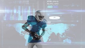 Animation of african american male rugby player over data processing. Global sport and digital interface concept digitally generated video. - Powered by Shutterstock - Get 15% off with code: PIKWIZARD15