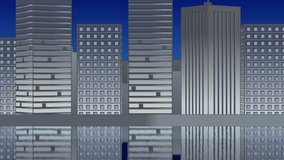 Animation of golden multiple geometric shapes over 3d model of cityscape over blue background. Digitally generated, hologram, illustration, skyscrapers, vector, abstract and technology concept. - Powered by Shutterstock - Get 15% off with code: PIKWIZARD15