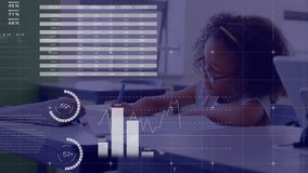 Animation of data processing over african american schoolgirl in classroom. Global education and digital interface concept digitally generated video. - Powered by Shutterstock - Get 15% off with code: PIKWIZARD15