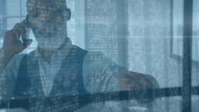 Animation of light spots over african american businessman in office. Global business and digital interface concept digitally generated video. - Powered by Shutterstock - Get 15% off with code: PIKWIZARD15