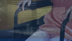 Animation of data processing over disabled caucasian schoolgirl sitting in wheelchair. Global education, learning and digital interface concept digitally generated video. - Powered by Shutterstock - Get 15% off with code: PIKWIZARD15