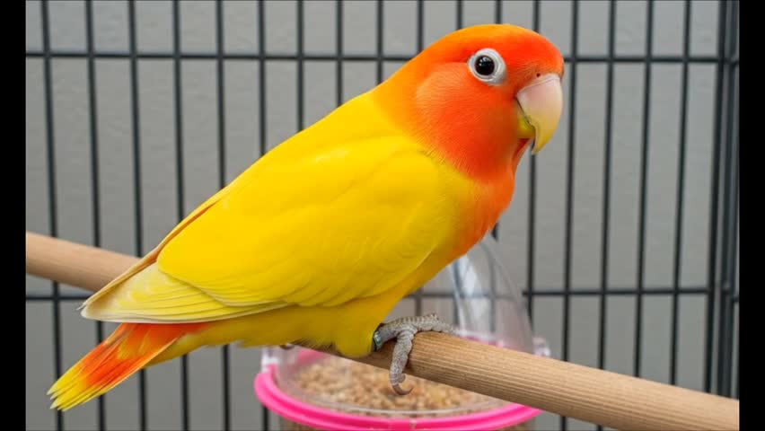 Adorable lovebird pet bird captured in a short video clip. Vibrant colors and gentle movement make this footage suitable for animal-themed content, pet blogs, educational projects, social media, and creative video edits.