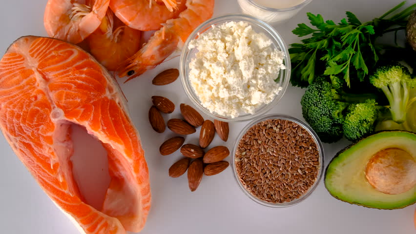 Foods containing vitamin D and omega 3. Selective focus. Food.