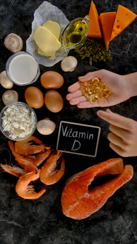 Foods containing vitamin D and omega 3. Selective focus. Food.