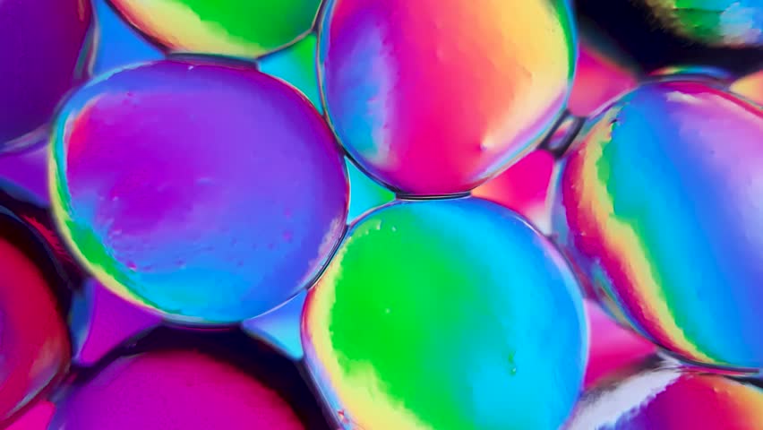 The colored water beads shimmer.