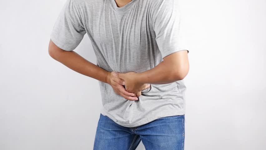 Stomach cramps, stomach aches, and other stomach ailments. A man