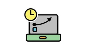 laptop icon with a clock and growth chart symbolizing digital marketing success, business analytics, and high-performance remote work productivity. - Powered by Shutterstock - Get 15% off with code: PIKWIZARD15