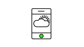 Smartphone icon displaying a weather forecast with sun, clouds, and rain representing mobile meteorology apps and climate tracking. - Powered by Shutterstock - Get 15% off with code: PIKWIZARD15