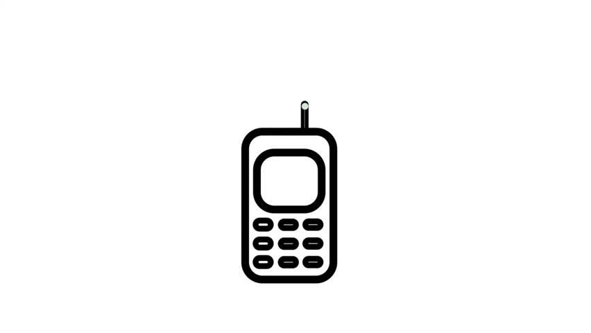 Classic retro mobile phone icon representing old cellular technology, basic communication tools, and vintage telecommunications equipment in flat line art.