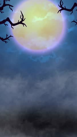 Vertical green screen video featuring spooky Halloween moon with flying bats. Perfect for horror themes, Halloween promos, social media stories, and dark motion graphics