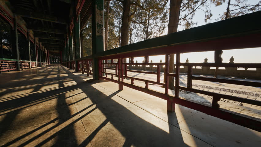 Beijing, China - 6th January 2026 - Sunrise Over the Summer Palace Long Corridor