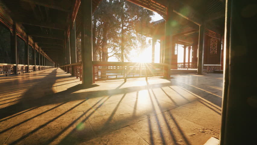 Beijing, China - 6th January 2026 - Sunrise Over the Summer Palace Long Corridor