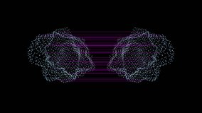 Two symmetrical point cloud spheres distorting in perfect synchronization against a black void. High-frequency flickering data threads connect corresponding points, visualizing quantum entanglement, instant telemetry, or digital twin technology. Seamless 4K loop designed for tech interfaces, cyber security backgrounds, and scientific explainers. - Powered by Shutterstock - Get 15% off with code: PIKWIZARD15