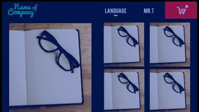 Composition of website template with notebooks and glasses. internet trade, online shopping and technology concept digitally generated video. - Powered by Shutterstock - Get 15% off with code: PIKWIZARD15