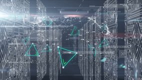 Animation of network of green triangles over computer servers. global networks, computing, data processing and digital interface concept digitally generated video. - Powered by Shutterstock - Get 15% off with code: PIKWIZARD15