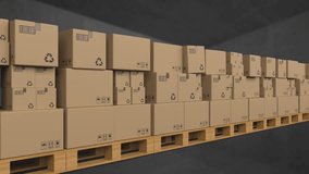 Animation of cardboard boxes moving on wooden pallets. global shipping, logistics and connections concept digitally generated video. - Powered by Shutterstock - Get 15% off with code: PIKWIZARD15