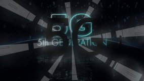 Animation of 5g over data processing and globe on black background. global network, data processing, communication and technology concept digitally generated video. - Powered by Shutterstock - Get 15% off with code: PIKWIZARD15