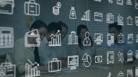 Animation of falling and snowflakes over santa claus in sleigh with reindeer. Business network connections and technology concept digitally generated video. - Powered by Shutterstock - Get 15% off with code: PIKWIZARD15