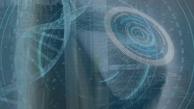 Animation of data processing and eye over server room. Global business and digital interface concept digitally generated video. - Powered by Shutterstock - Get 15% off with code: PIKWIZARD15