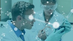 Animation of network of connections over diverse male and female doctors. Global communication data technology and digital security interface concept. - Powered by Shutterstock - Get 15% off with code: PIKWIZARD15