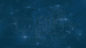 Animation of network of connections with data processing and digital city on black background. Technology, online security and digital interface concept digitally generated video. - Powered by Shutterstock - Get 15% off with code: PIKWIZARD15