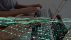 Animation of network of connections and chemical structures over woman typing on computer keyboard. Global connections, networks, computing and data processing concept digitally generated video. - Powered by Shutterstock - Get 15% off with code: PIKWIZARD15