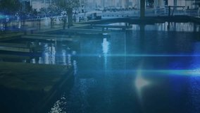 Animation of network of connections and data processing over cityscape. Global business, finance, connections, computing and data processing concept digitally generated video. - Powered by Shutterstock - Get 15% off with code: PIKWIZARD15