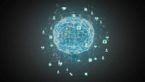 On activation hologram glowing, icons orbiting, hologram rotating, visualizing neural flow. Technology, neuroscience, innovation, digital, data, ai, virtual - Powered by Shutterstock - Get 15% off with code: PIKWIZARD15