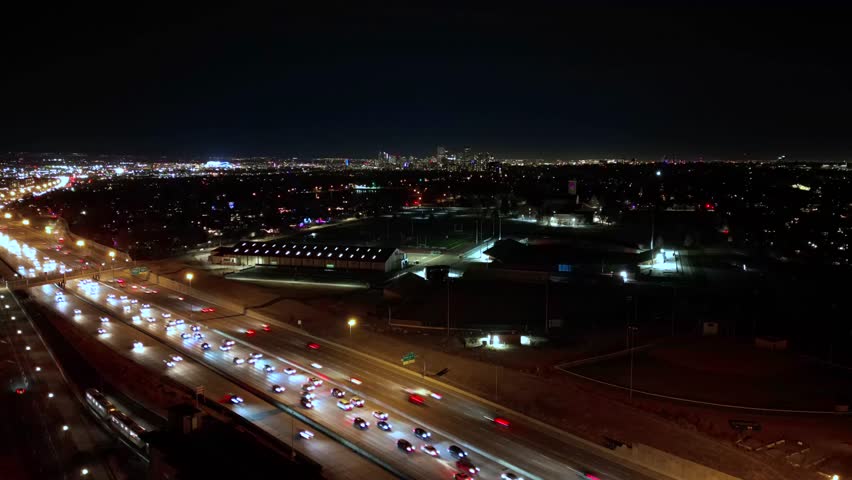 Colorado, US Highway Night Drone Timelapse Full 4K 30FPS 