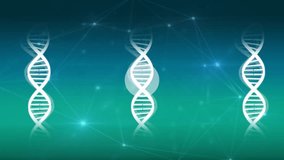 Animation of network of connections over dna strand on green background. global connections, computing and digital interface concept digitally generated video. - Powered by Shutterstock - Get 15% off with code: PIKWIZARD15