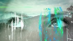 Animation of data processing over female eye. global connections, data processing and digital interface concept digitally generated video. - Powered by Shutterstock - Get 15% off with code: PIKWIZARD15