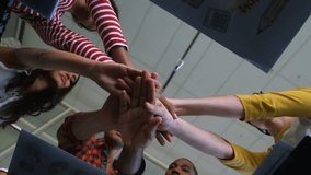 Animation of scope scanning over diverse group of business people teaming up. global business and digital interface concept digitally generated video. - Powered by Shutterstock - Get 15% off with code: PIKWIZARD15