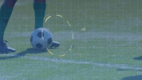 Animation of diverse data processing over legs of diverse male soccer players. global sports, technology, data processing and digital interface concept digitally generated video. - Powered by Shutterstock - Get 15% off with code: PIKWIZARD15