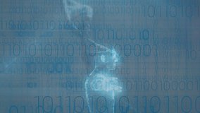 Animation of data processing over blue wave. global science, connections, data processing and digital interface concept digitally generated video. - Powered by Shutterstock - Get 15% off with code: PIKWIZARD15