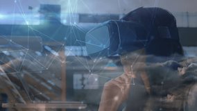 Animation of network of connections over businessman wearing vr headsets. Global technology digital interface and connections concept digitally generated video. - Powered by Shutterstock - Get 15% off with code: PIKWIZARD15