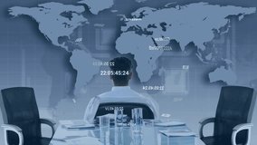 Animation of world map and globe over caucasian businessman. Global business and digital interface concept digitally generated video. - Powered by Shutterstock - Get 15% off with code: PIKWIZARD15
