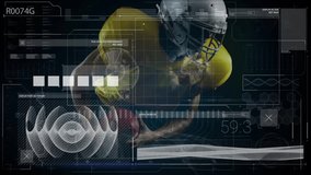 Animation of data processing over african american male rugby player holding a rugby ball. Sports and business technology concept - Powered by Shutterstock - Get 15% off with code: PIKWIZARD15