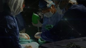 Animation of network of connections over team of diverse surgeons during operation. Health, medicine, connections, network and technology concept digitally generated video. - Powered by Shutterstock - Get 15% off with code: PIKWIZARD15