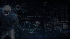 Animation of globe over data processing on black background. Global connections data processing and digital interface concept digitally generated video. - Powered by Shutterstock - Get 15% off with code: PIKWIZARD15